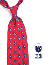 DANIELA Red Printed Silk 3 Fold Tie
